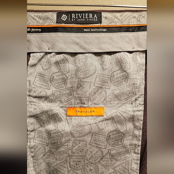 Jack Victor Riviera Traveler Flat-Front Pants - Burgundy - Size 38R - Picture 9 of 12